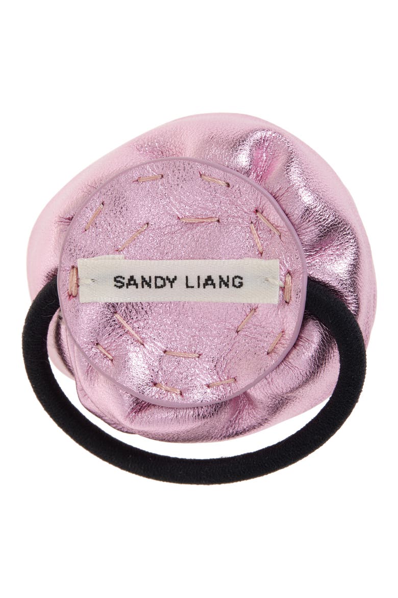 Corsage Metallic Leather Ponytail Holder, Alternate, color, METALLIC PINK