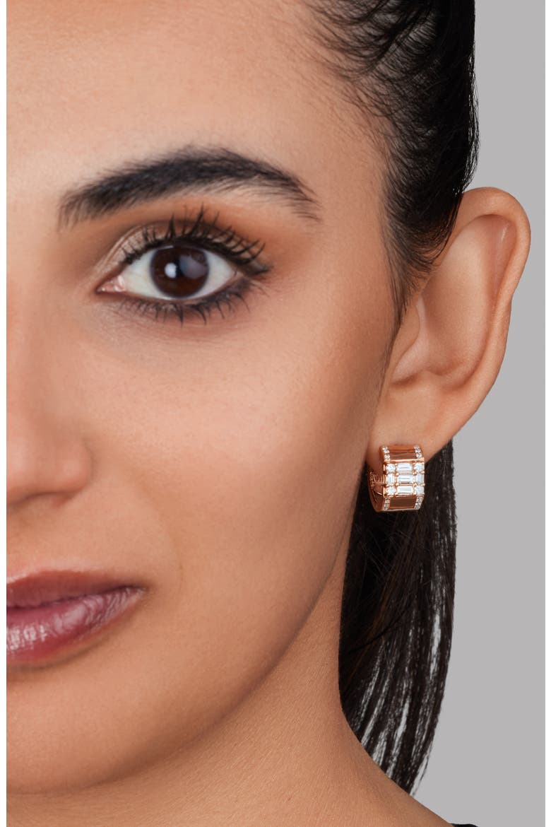 Clarity Diamond Huggie Hoop Earrings, Alternate, color, 18K ROSE GOLD
