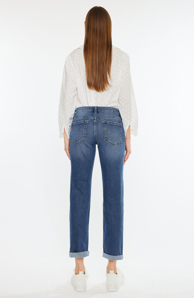 KanCan Pamela Essentials Mid Rise Slim Straight Jeans, Alternate, color, Dark Wash