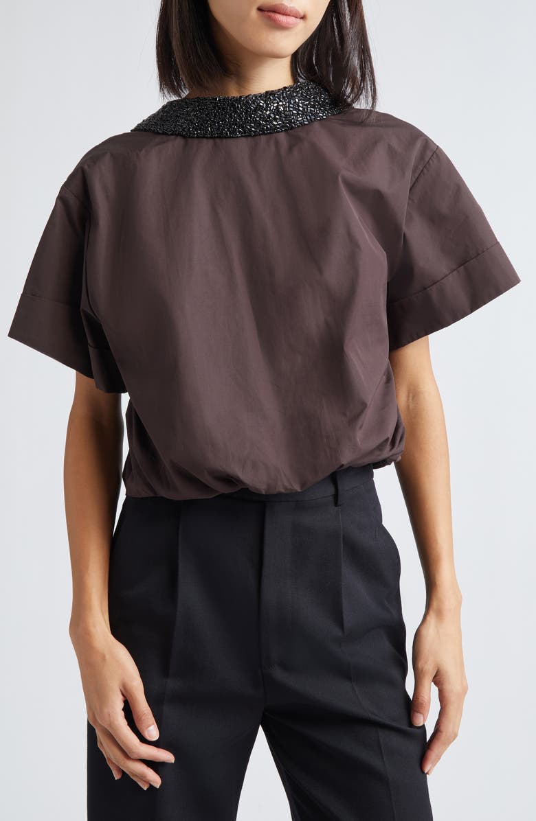 TWP Forever & Always Crystal Collar Top, Main, color, Chocolate