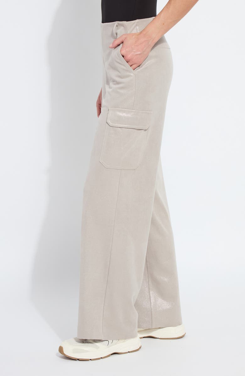 Lysse Metallic Faux Suede Cargo Pants, Alternate, color, Liquid Soft Taupe