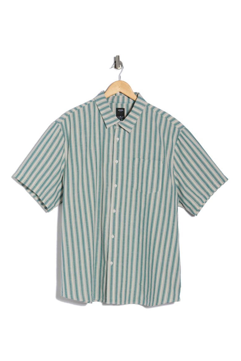 Promenade Stripe Slub Cotton Short Sleeve Button-Up Shirt, Alternate, color, CABO