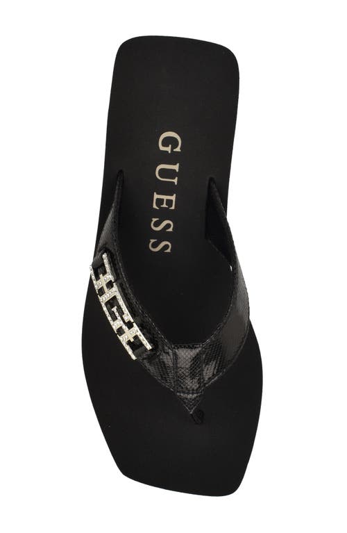 Guess Elowen Platform Wedge Flip Flop In Black