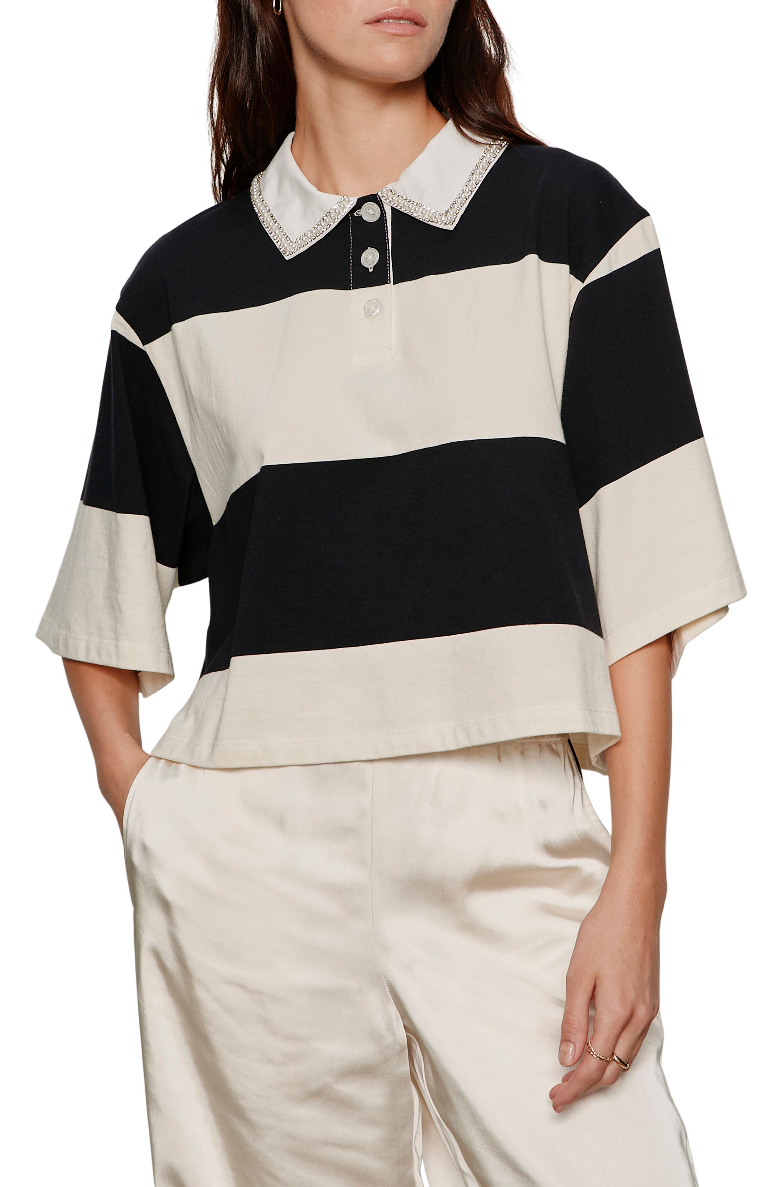 Embellished Polo Top
