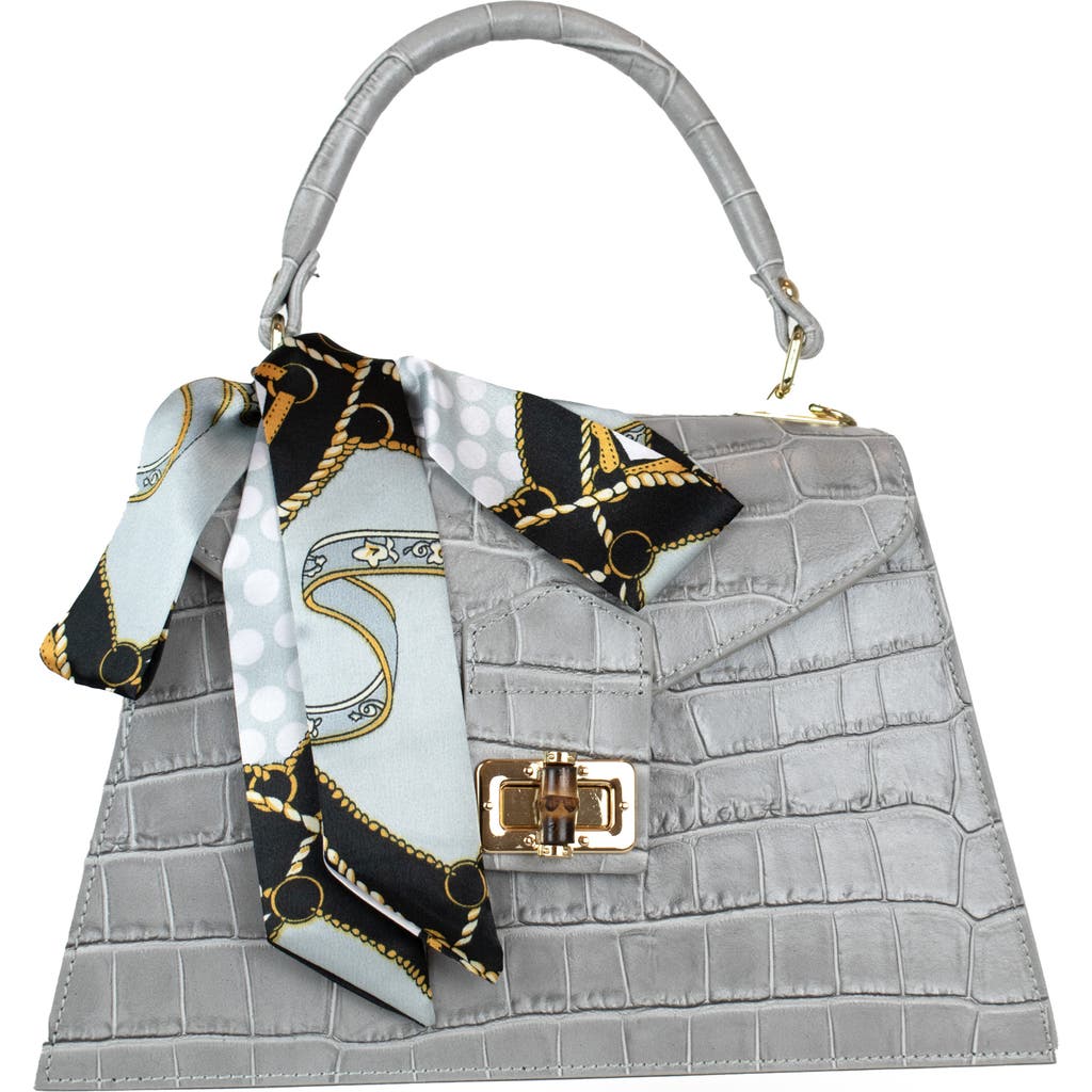 Persaman New York Marta Croc Embossed Satchel With Scarf