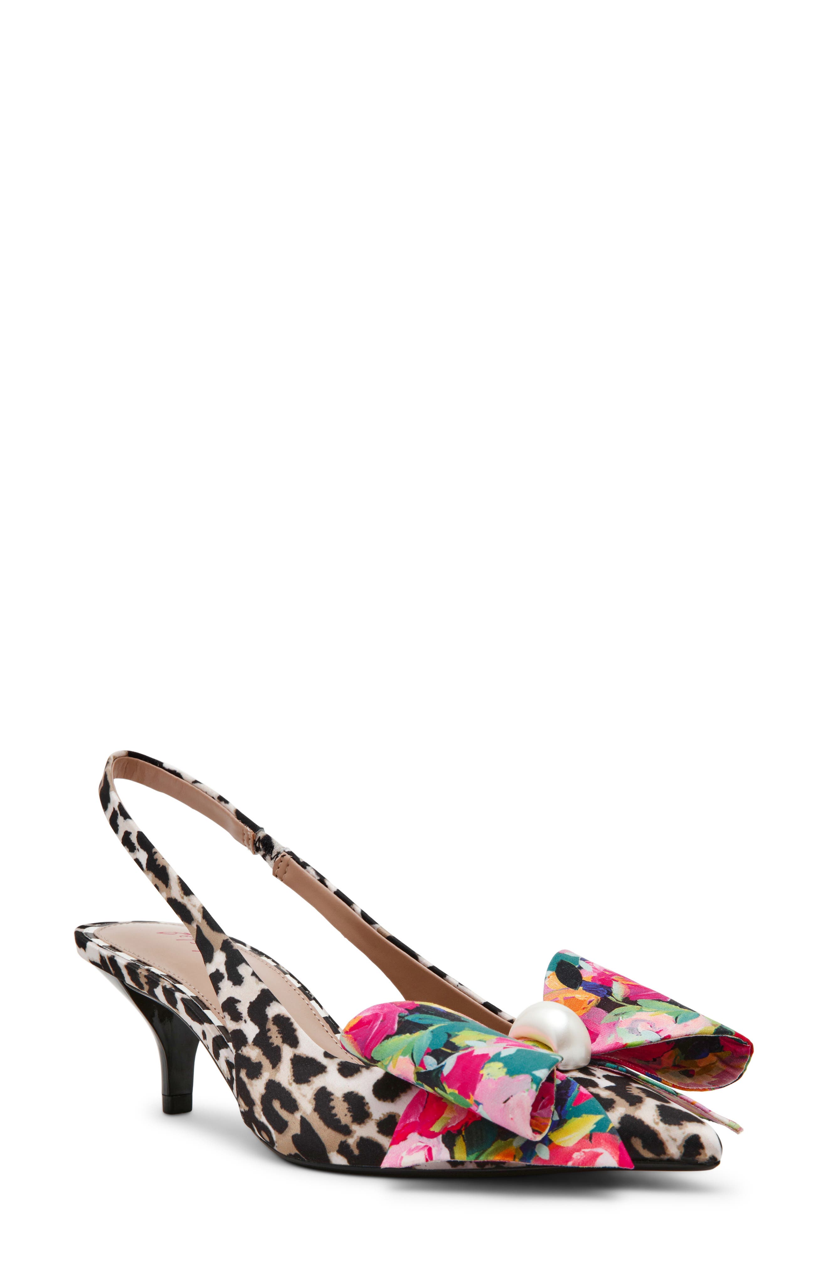Betsey Johnson Claira Pointed Toe Slingback Pump, Main, color, Leopard Multi