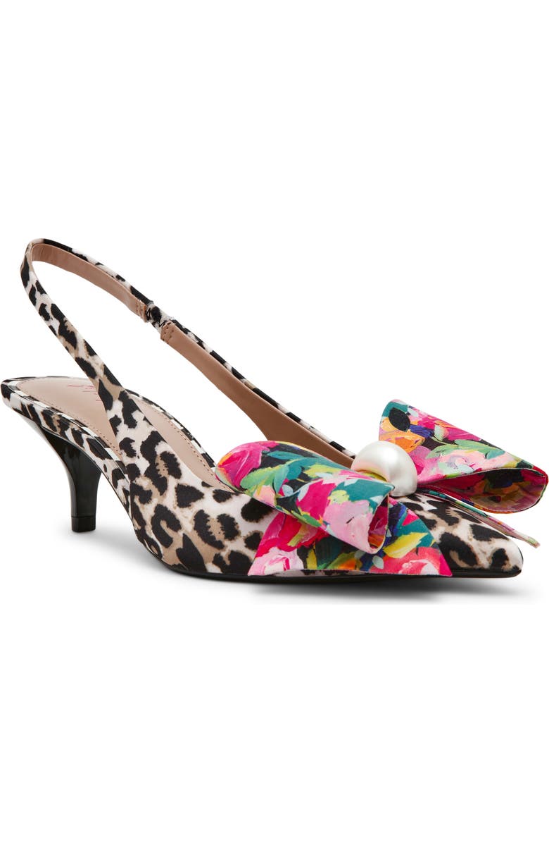 Betsey Johnson Claira Pointed Toe Slingback Pump, Main, color, Leopard Multi