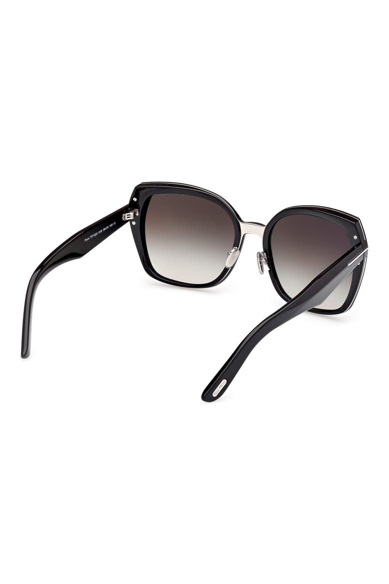 Plum 58mm Gradient Butterfly Sunglasses, Alternate, color, SHINY BLACK / SMOKE LENSES