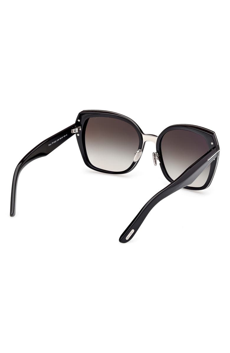 TOM FORD Plum 58mm Gradient Butterfly Sunglasses, Alternate, color, Shiny Black / Smoke Lenses