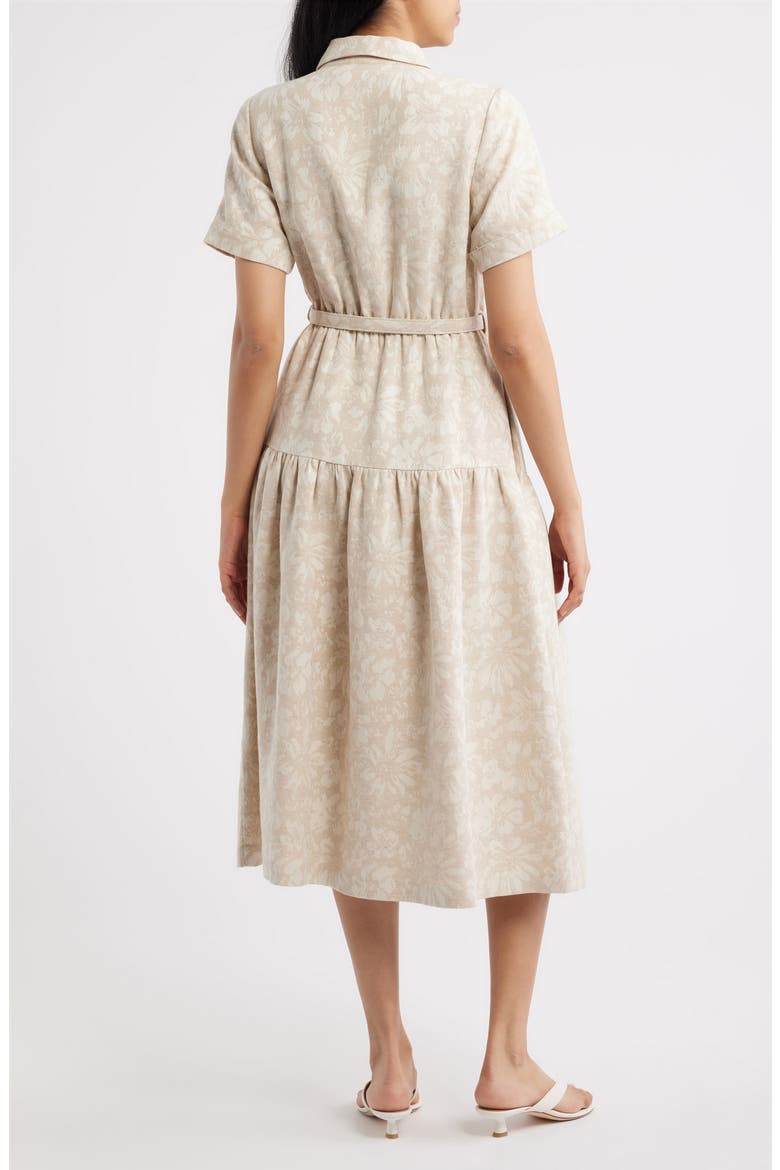Floral Print Cotton Blend Shirtdress, Alternate, color, OATMEAL