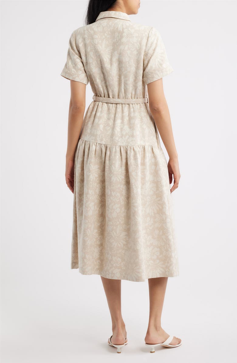 Eliza J Floral Print Cotton Blend Shirtdress, Alternate, color, Oatmeal
