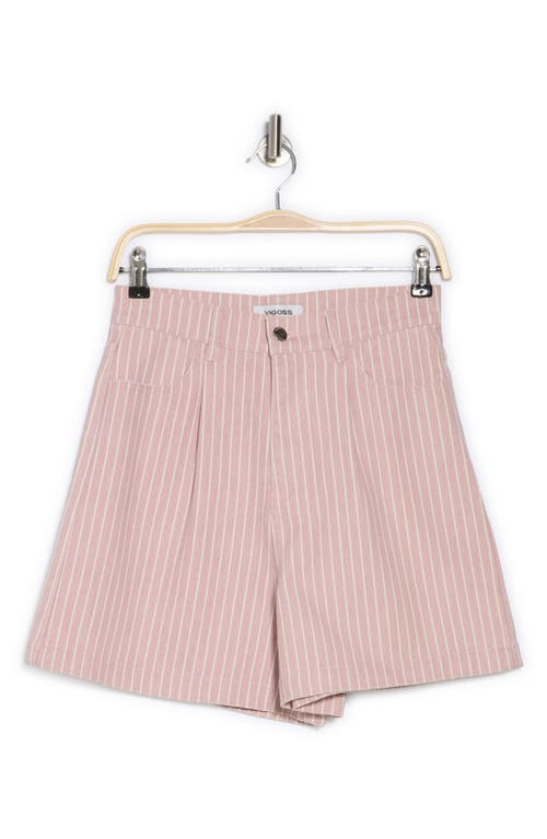 Vigoss Stripe Cotton Bermuda Shorts In Light Pink Combo
