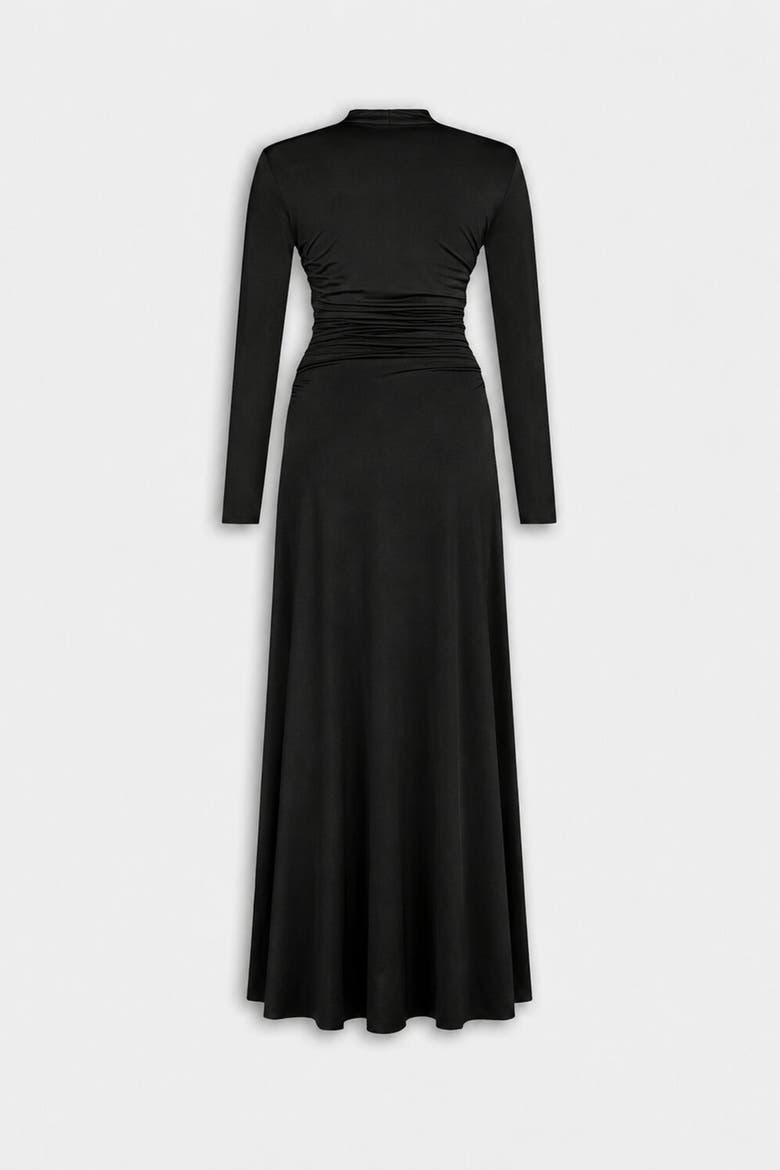 Draped V Neck Maxi Dress, Alternate, color, Black