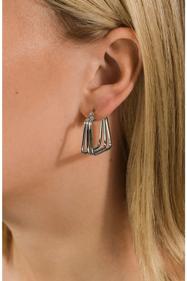 Belinda Layered Square Hoop Earrings, Alternate, color, SILVER