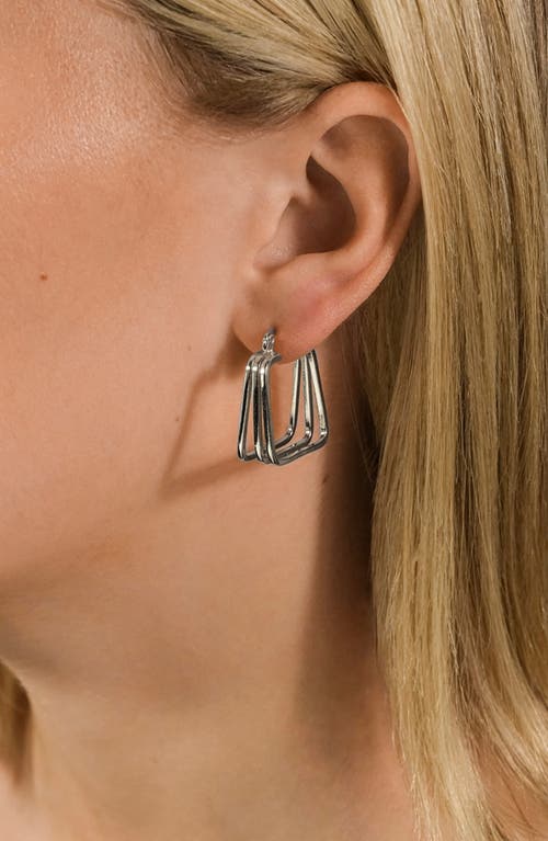 Sterling Forever Belinda Layered Square Hoop Earrings In Silver