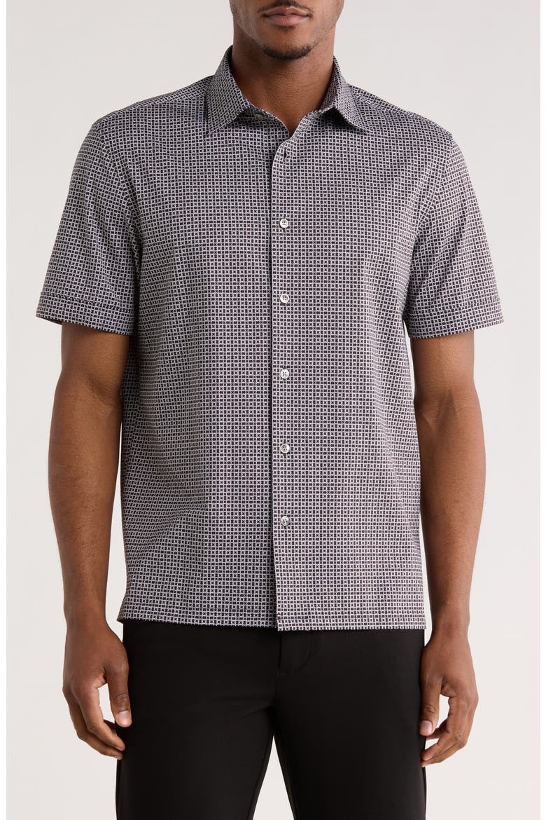 Short Sleeve Button-Up Shirt, Main, color, BLACK