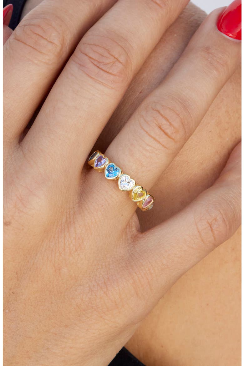 Bezel Set Heart Band Ring, Alternate, color, YELLOW