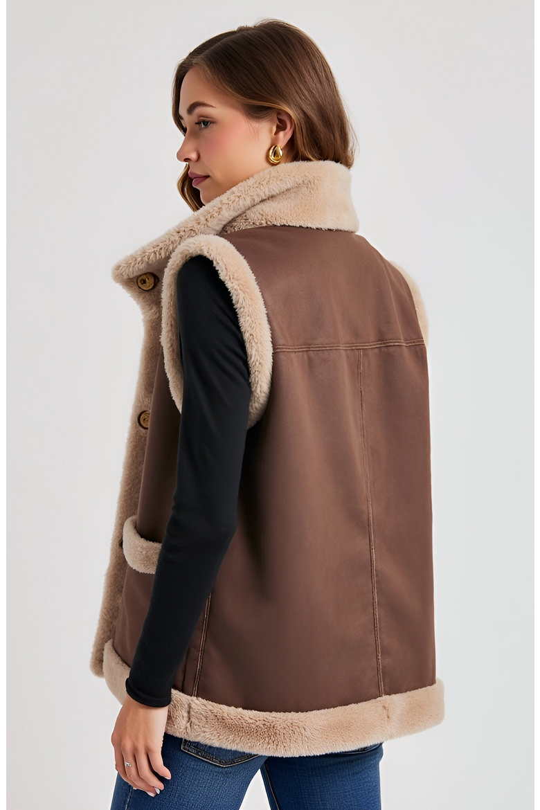 Faux Shearling Trim Vest, Alternate, color, Faux Shearling