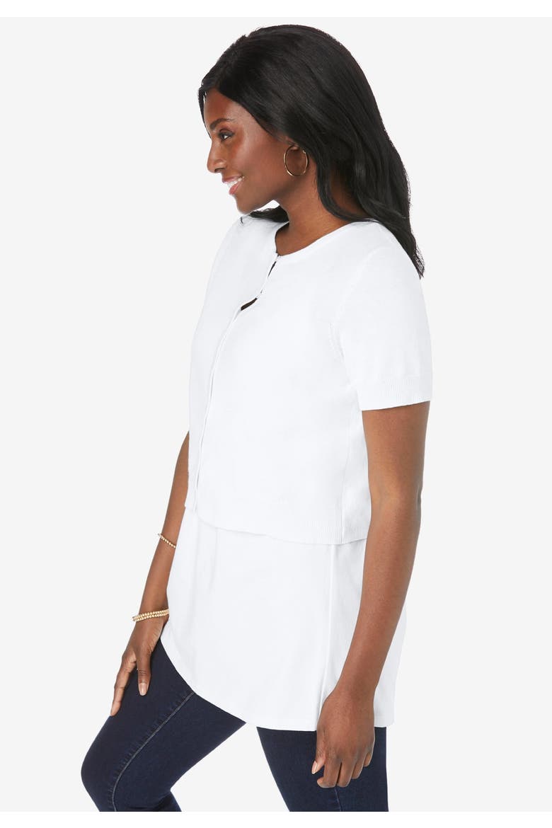 Jewel-Neck Shrug, Alternate, color, WHITE