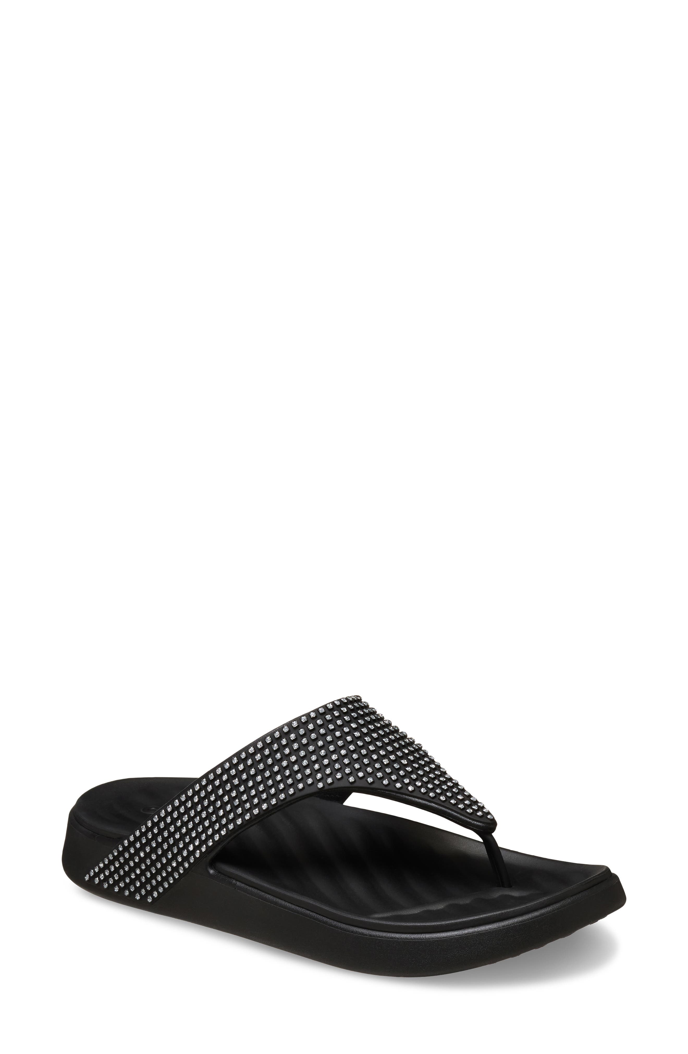 CROCS Getaway Gems Flip Flop, Main, color, Black
