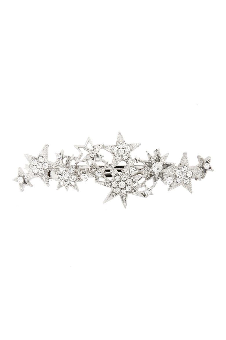 Crystal Star Barrette, Main, color, SILVER