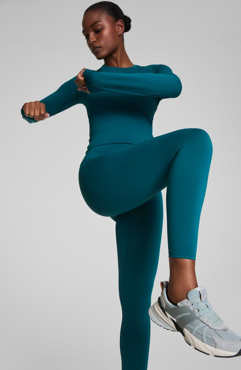 SPANX<sup>®</sup> Booty Boost<sup>®</sup> Low Show Sweat 7/8 Leggings, Alternate, color, Light Emerald Bay