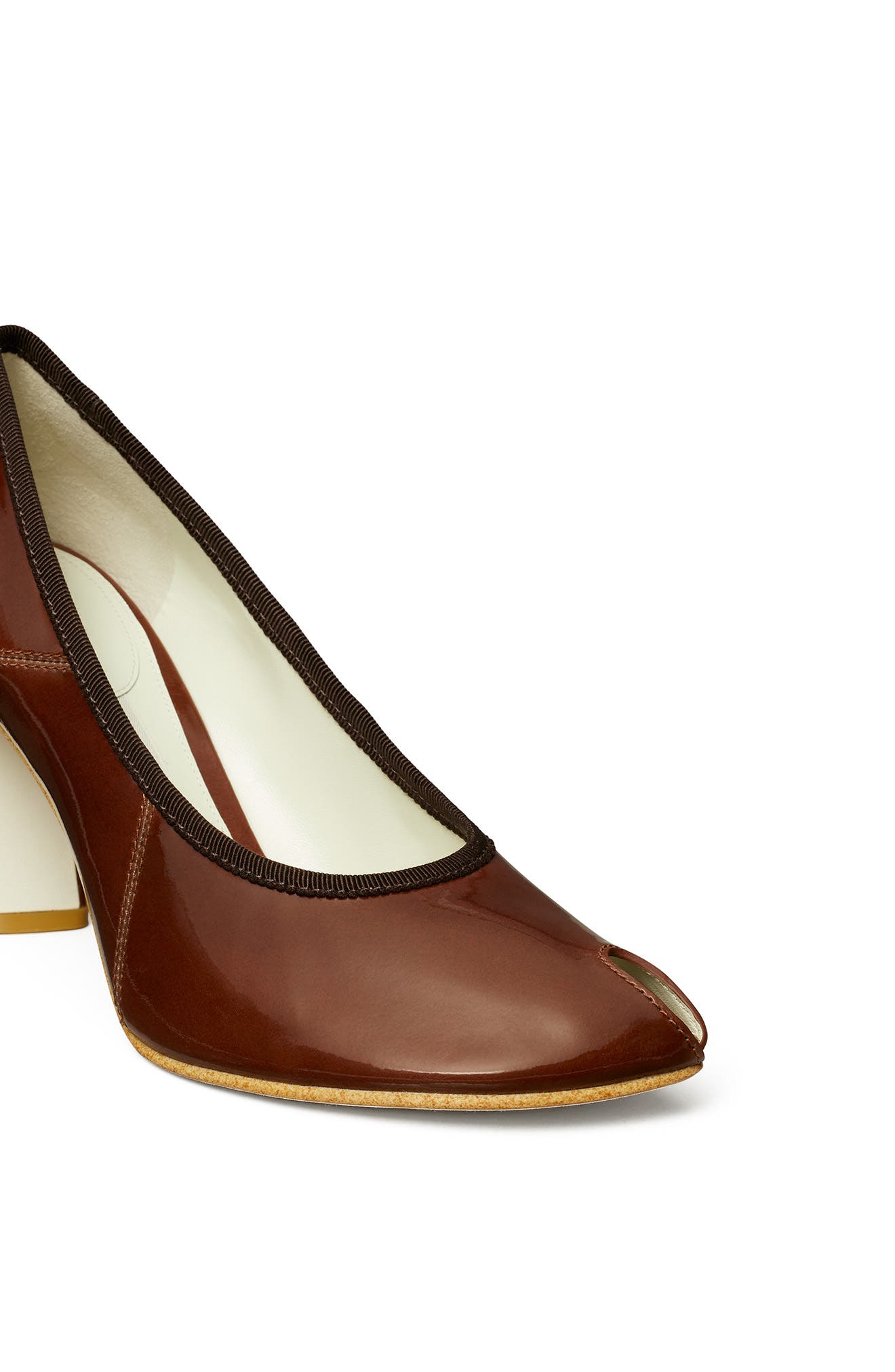 Tory Burch Peep Toe Pump, Alternate, color, Russet Brown