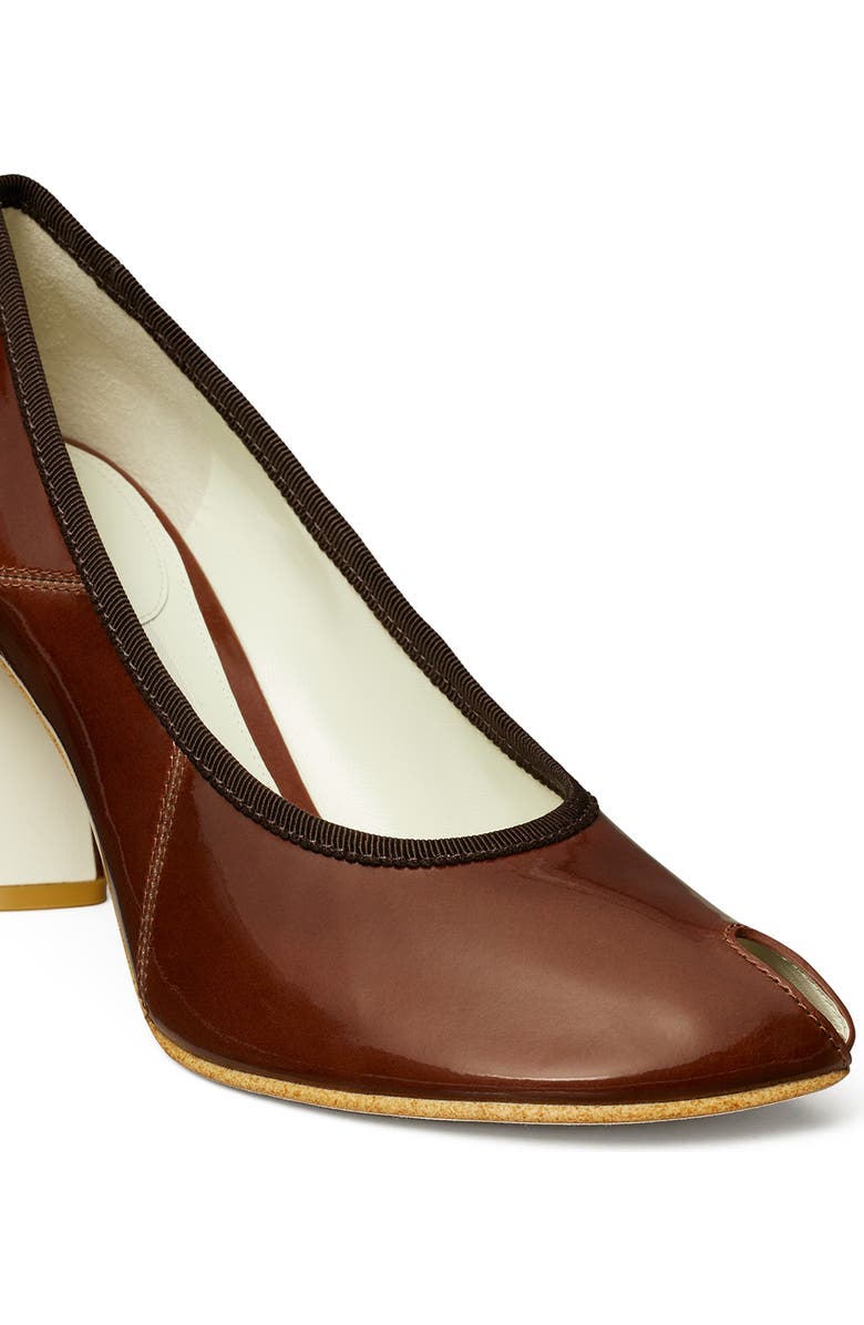 Tory Burch Peep Toe Pump, Alternate, color, Russet Brown