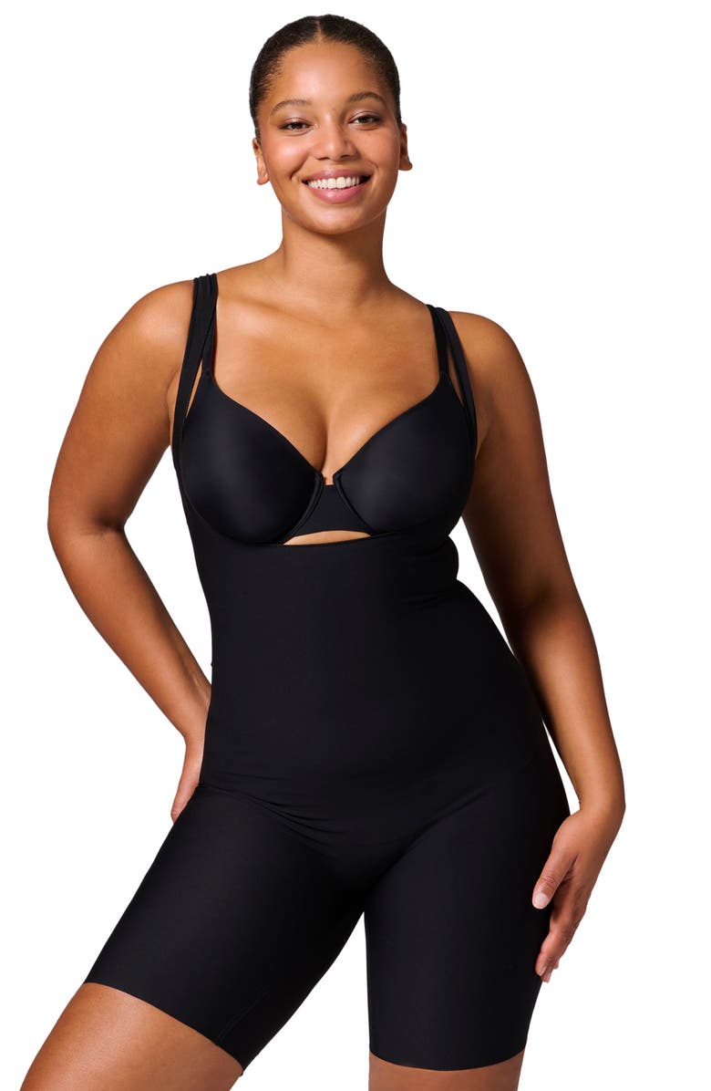 Simone Perele Story Open Bust Shaper Bodysuit, Alternate, color, Black