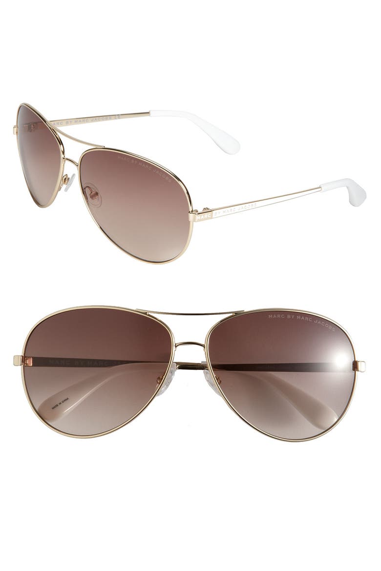 60mm Metal Aviator Sunglasses, Main, color, GOLD MIRROR