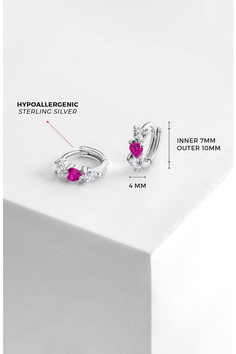 Cascading Cubic Zirconia Heart Hoop, Alternate, color, Hot Pink