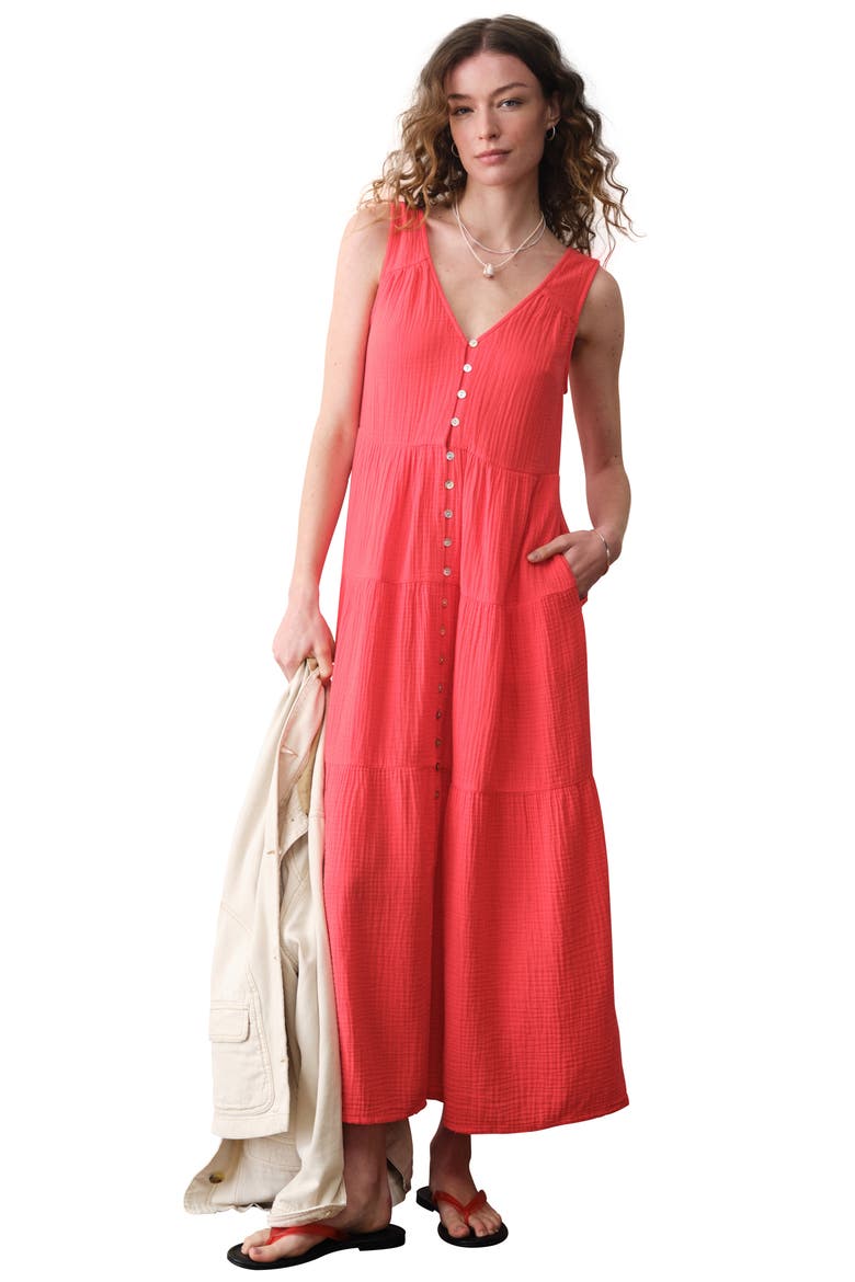 Corinne Sleeveless Organic Cotton Gauze Maxi Dress, Alternate, color, BLUSH