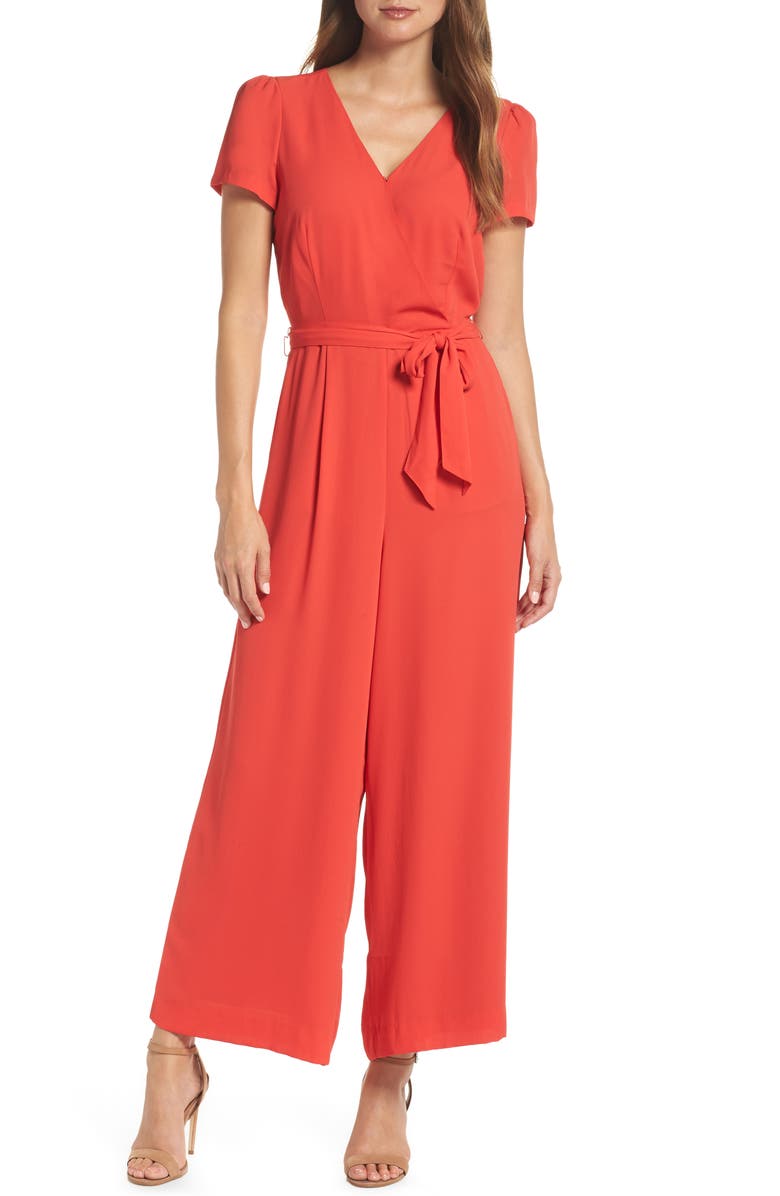 J.Crew Short Sleeve Wrap Jumpsuit, Main, color,