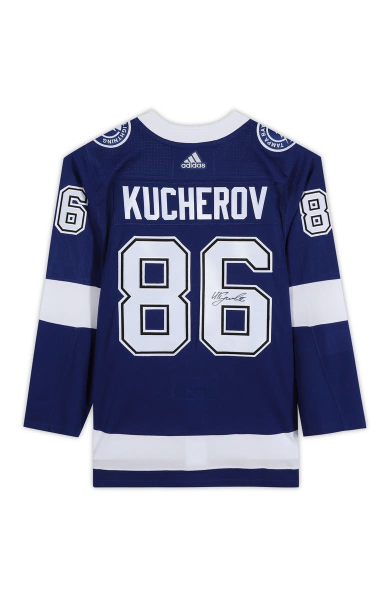 FANATICS AUTHENTIC Nikita Kucherov Tampa Bay Lightning Autographed Blue Adidas Authentic Jersey, Alternate, color,