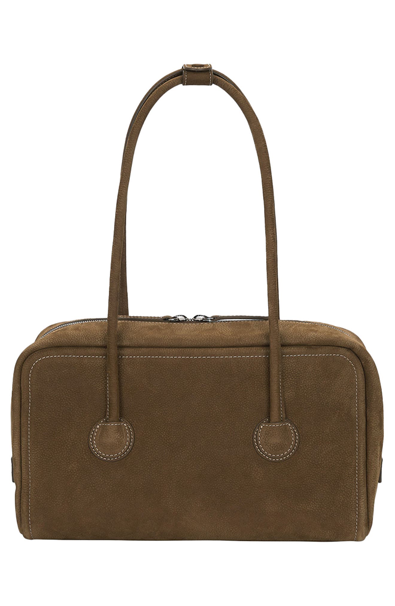 Boston Leather Shoulder Bag, Alternate, color, CHESTNUT NUBUCK