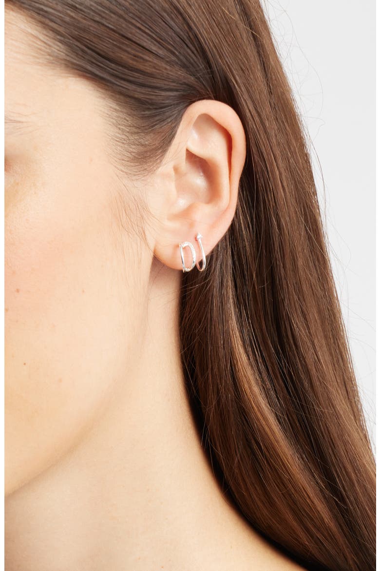 Set of 3 Demi Fine Dainty Huggie Hoop Earrings, Alternate, color, STERLING SILVER PLATED