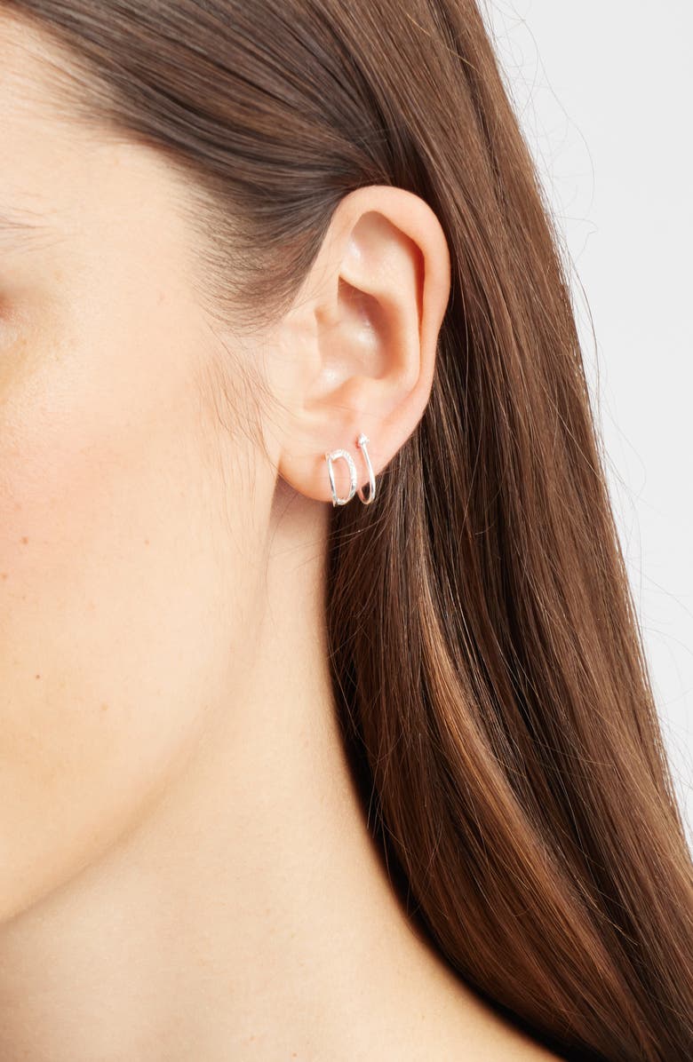 Nordstrom Set of 3 Demi Fine Dainty Huggie Hoop Earrings, Alternate, color, Sterling Silver Plated