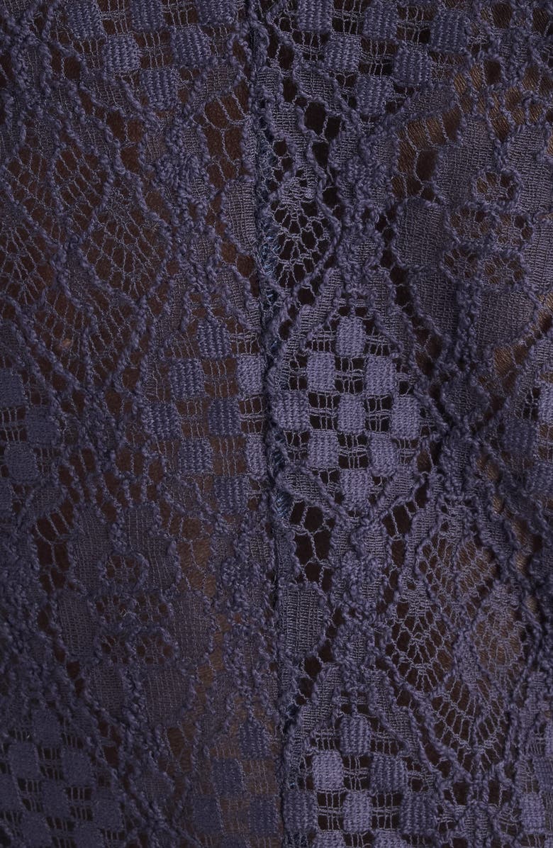 Isabel Marant Dolores Long Sleeve Lace & Silk Satin Dress, Alternate, color, Black Midnight