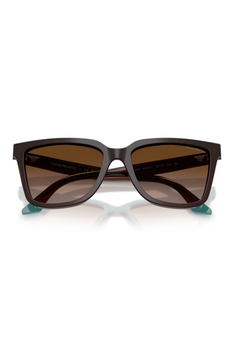 55mm Irregular Sunglasses, Alternate, color, SHINY TRANSPARENT BROWN/ TEAL
