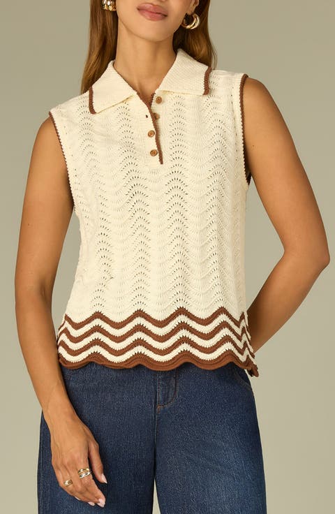 Cotton Pointelle Sweater Vest