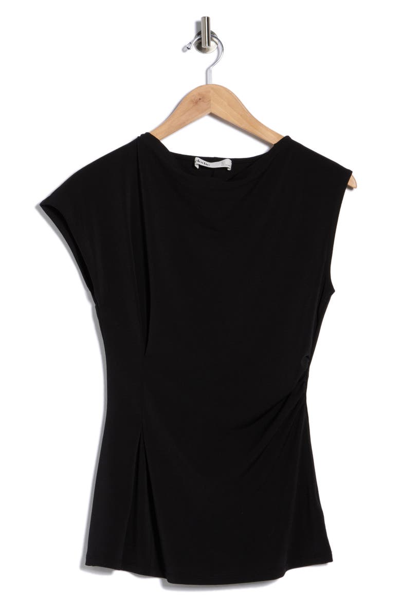 Asymmetric Draped Top, Alternate, color, BLACK