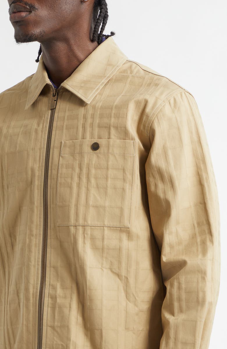 Burberry Oakwell Cotton Jacquard Zip Jacket, Alternate, color, Sandstorm Beige Chk