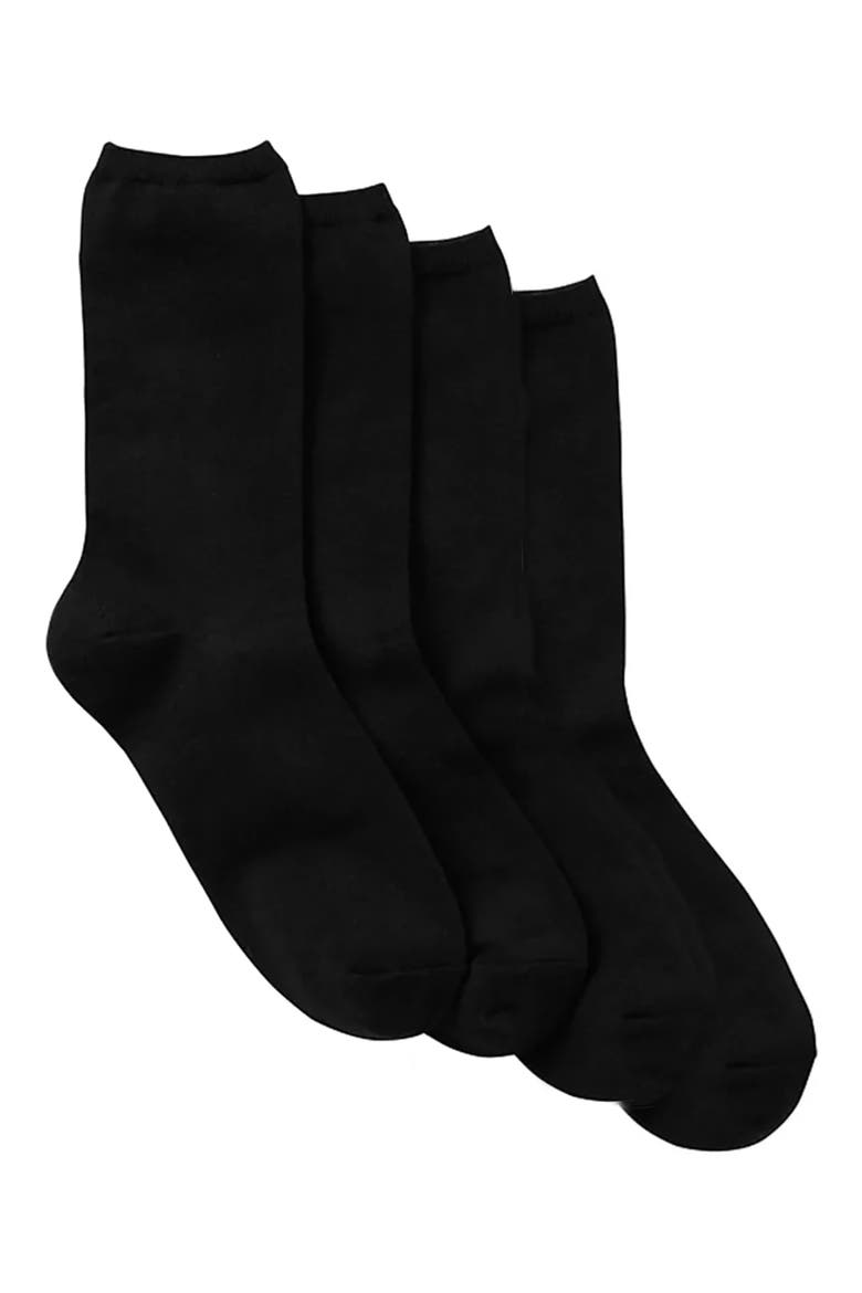 4-Pack Comfort Crew Socks, Main, color, BLACK