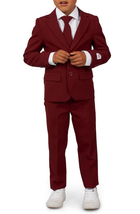 Blazing Burgundy Two-Piece Suit & Tie (Toddler, Little Kid & Big Kid)