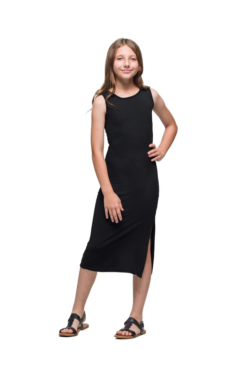 24sevenKid Side Slit Maxi Dress, Main, color, Black