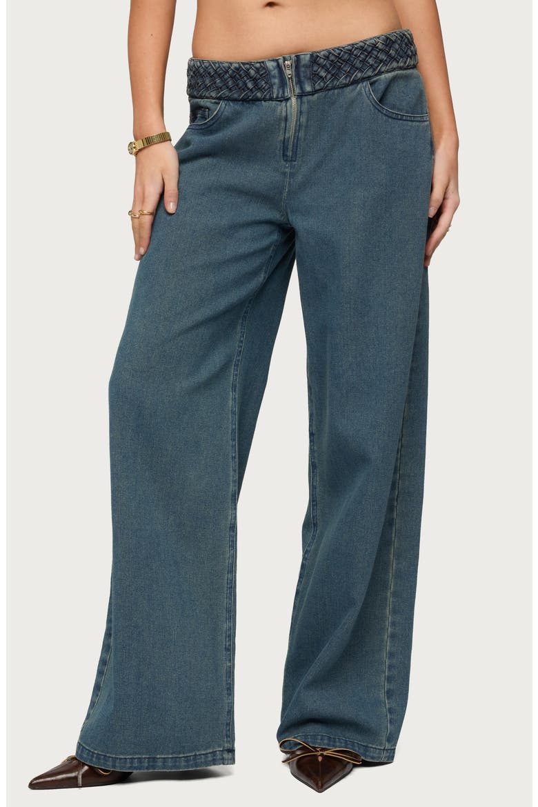 Braidey Wide Leg Jeans, Main, color, BLUE-WASHED