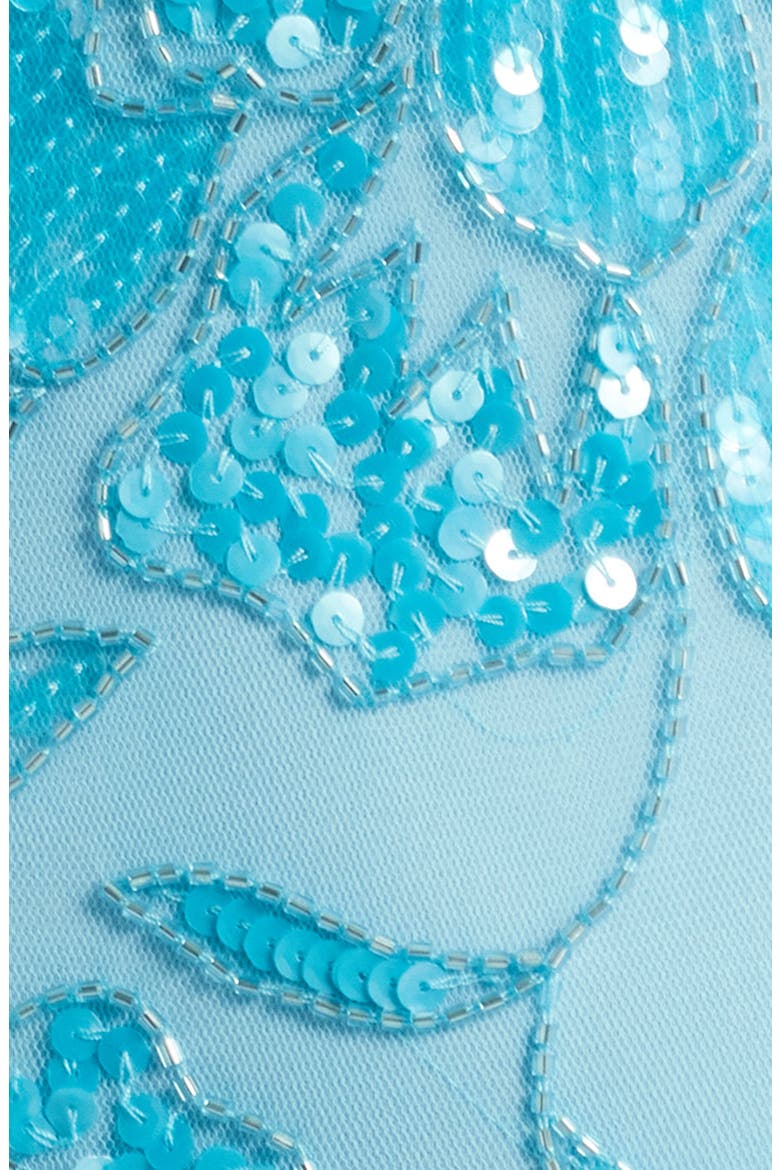 Beaded Sequin Sleeveless Gown, Alternate, color, TURQUOISE