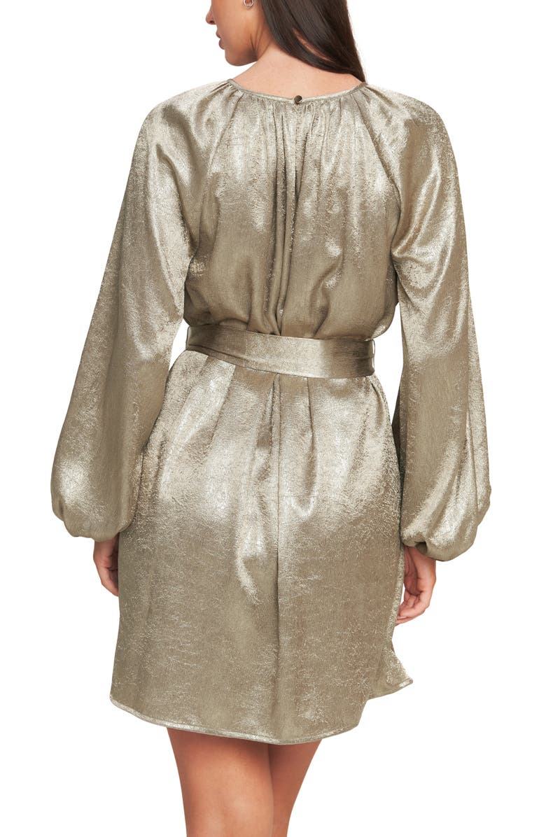 FLYING TOMATO Long Sleeve Foil Minidress, Alternate, color, Taupe