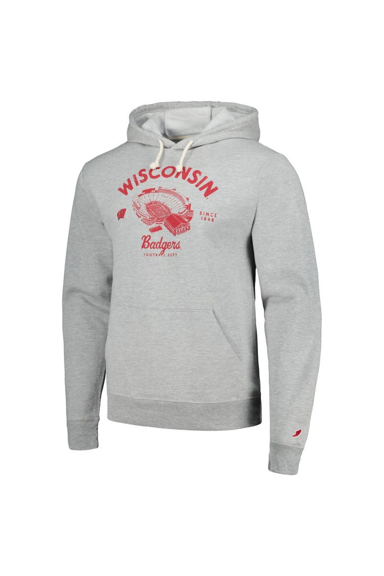 Men's League Collegiate Wear Heather Gray Wisconsin Badgers Stadium Essential Pullover Hoodie, Alternate, color, Heather Gray