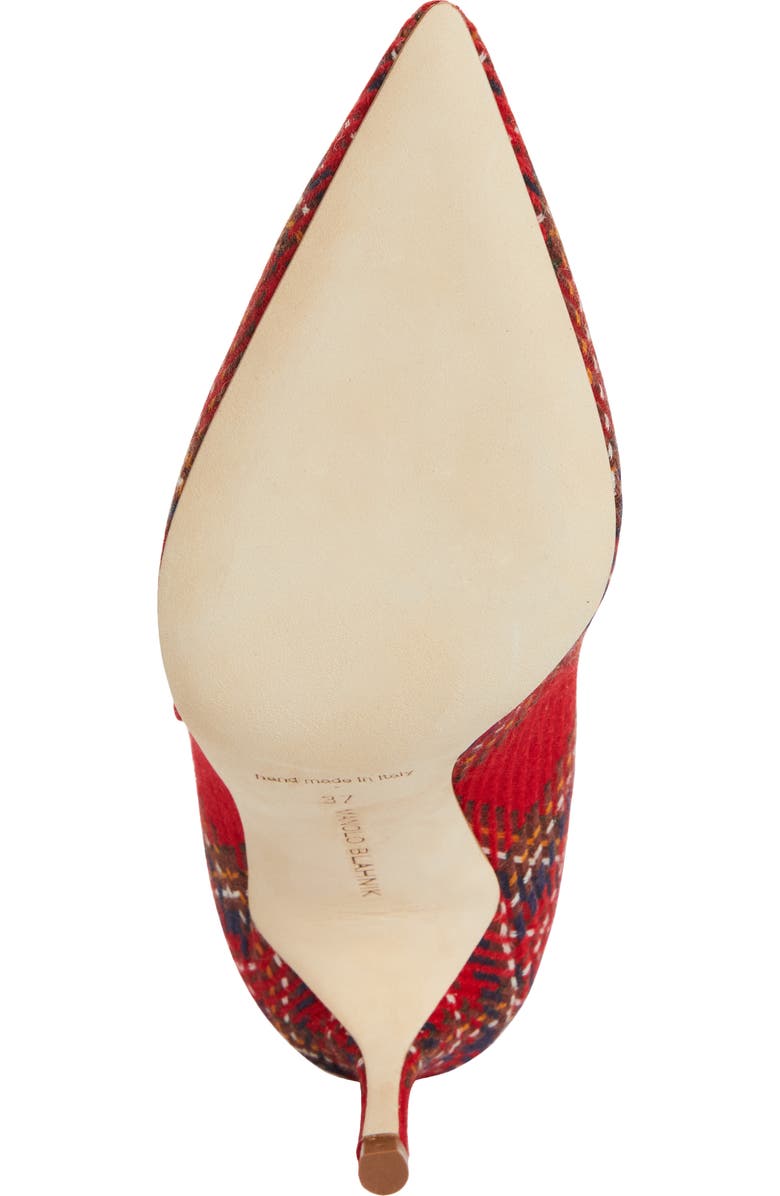Manolo Blahnik Campari Plaid Wool Pointed Toe Mary Jane Pump, Alternate, color,
